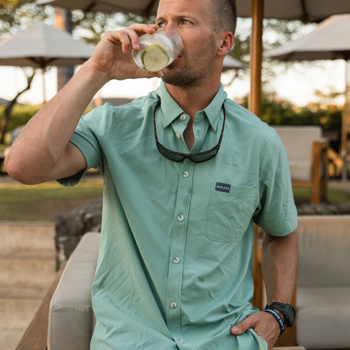 Men's Burlebo Performance Button Up - Ocean Swell PBU-OS - Crazy House Western Wear