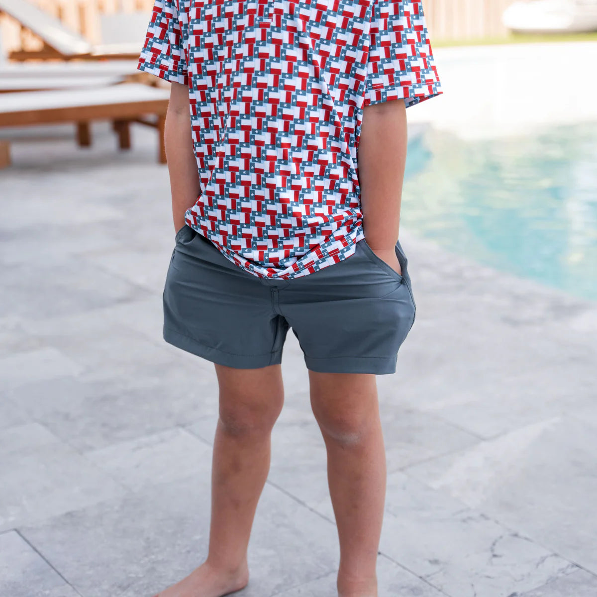 Boy's Burlebo Everyday Short - River Rock Grey - Classic Deer Camo Pocket Y-ES-RRG-CDC - Crazy House Western Wear