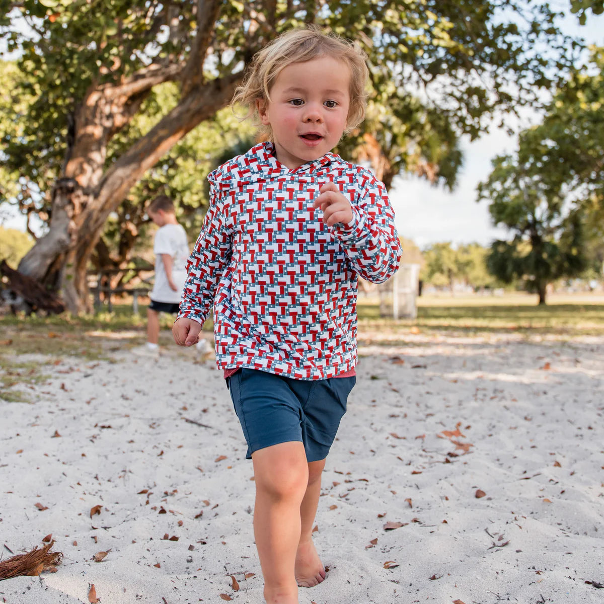 Boy's Burlebo Athletic Short - Heather Navy - American Flag Liner Y-AS-HN-AFP - Crazy House Western Wear