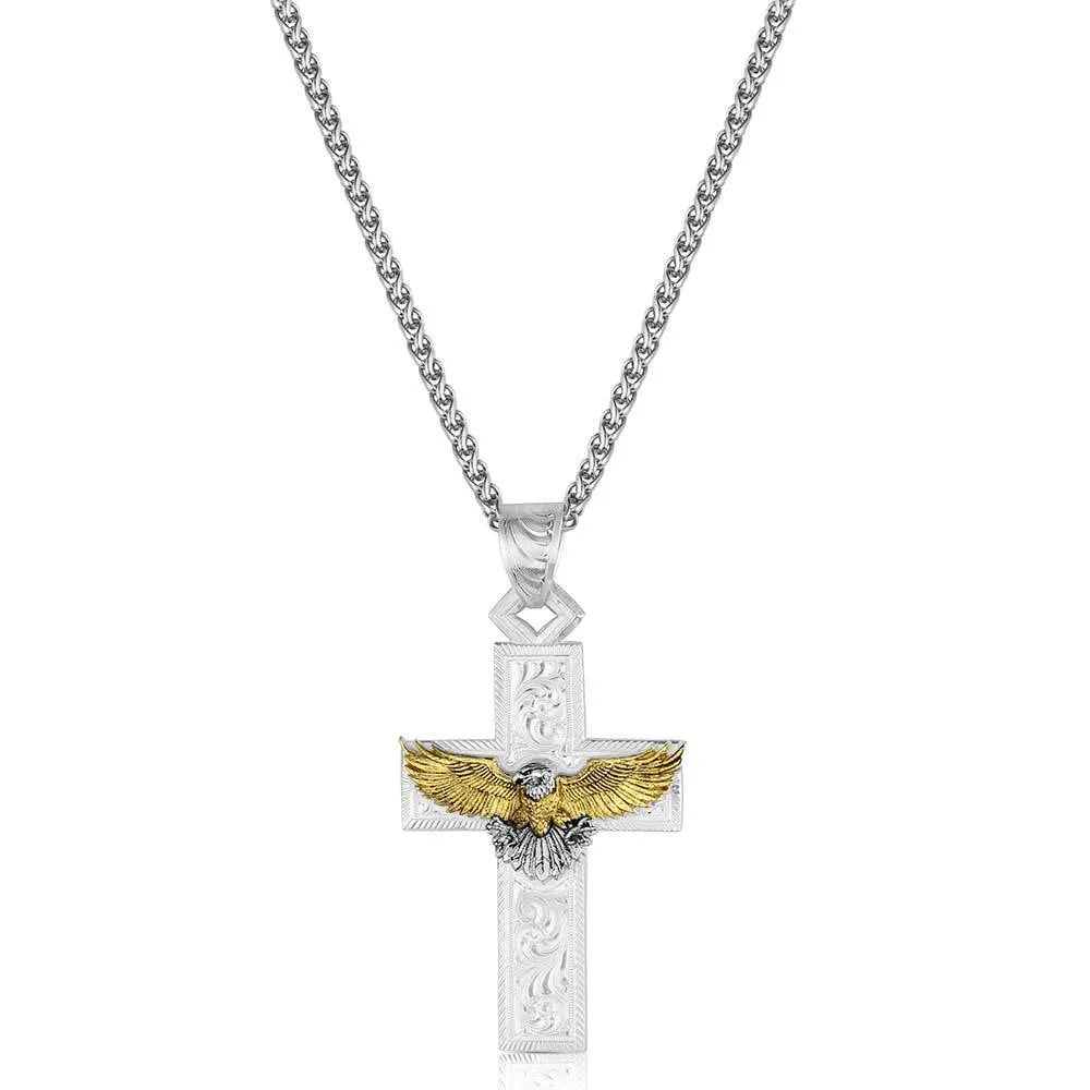 Montana Silversmiths Men's Under Open Skies American Made Cross Necklace AMNC6576