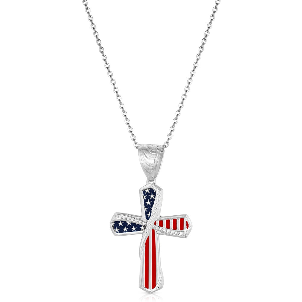 Montana Silversmiths Women's One Nation American Made Cross Necklace AMNC6585