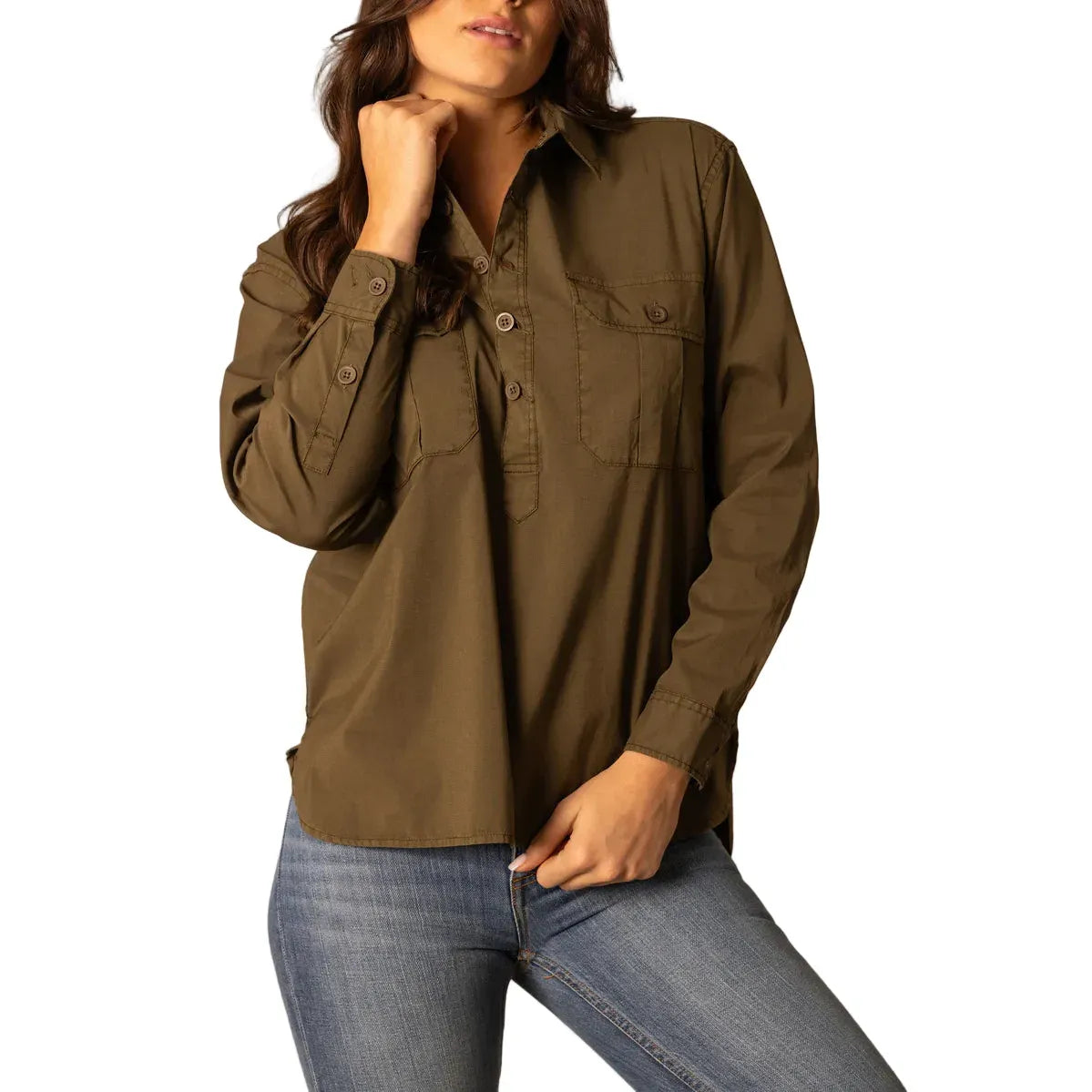 Women's Kimes Ranch Dark Olive Abigail Popover Top