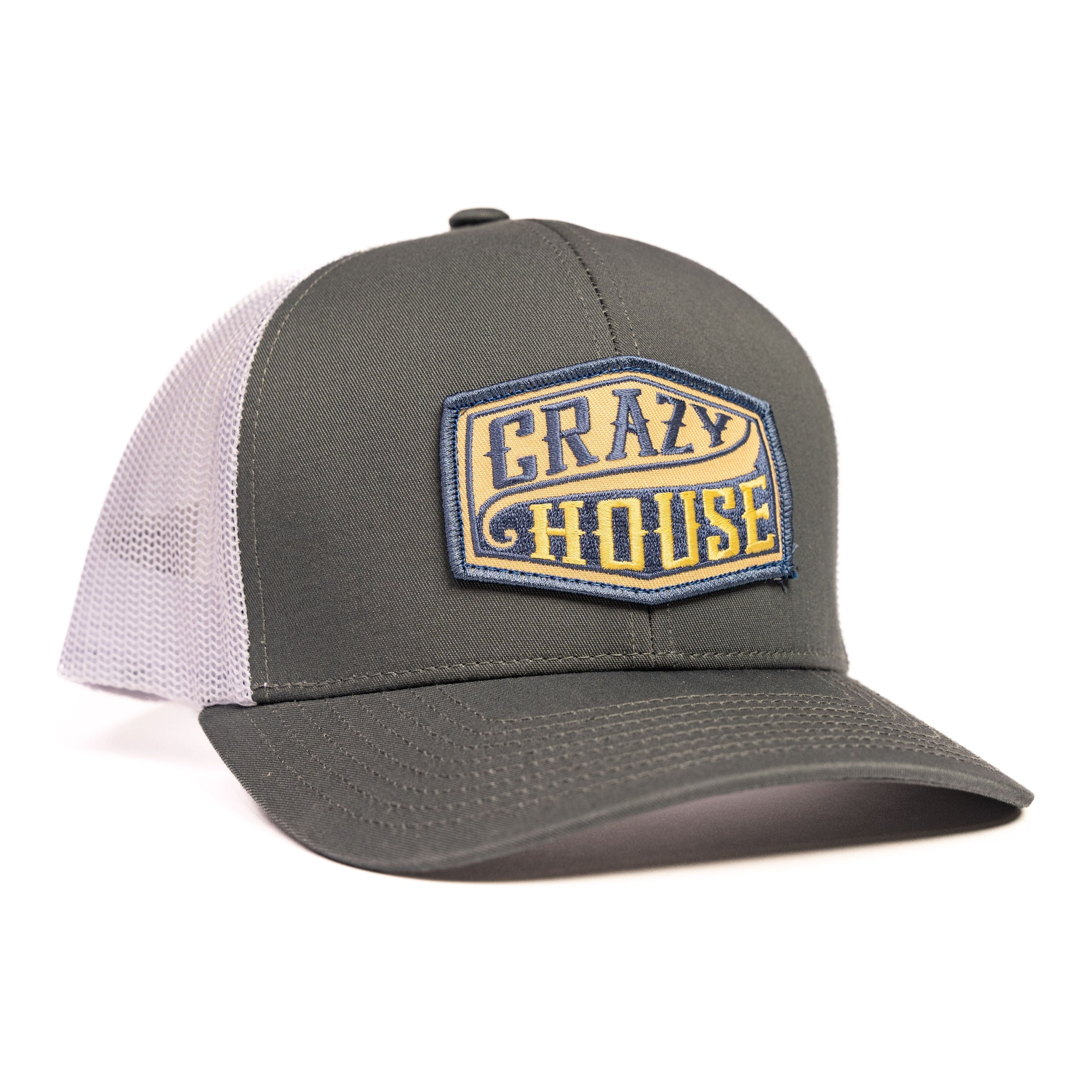 Grey Trucker Snapback with Crazy House Patch - Crazy House Western Wear