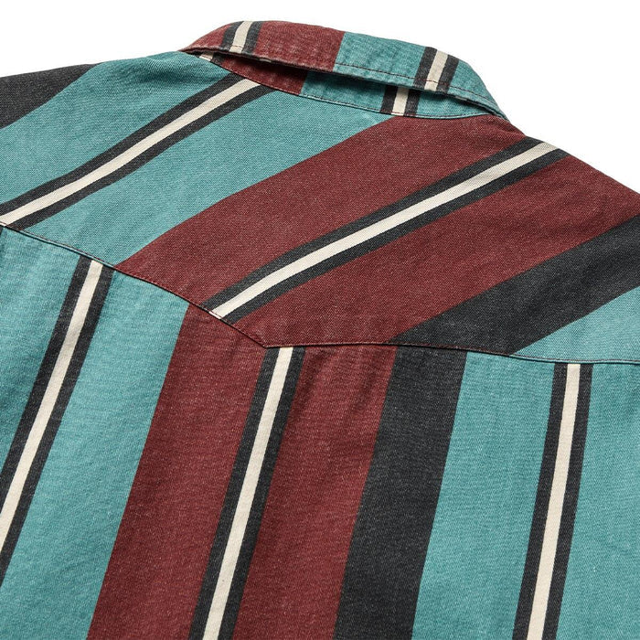 Men's Seager Amarillo Long Sleeve Shirt Turquoise Stripe MSF25AMARTURQ