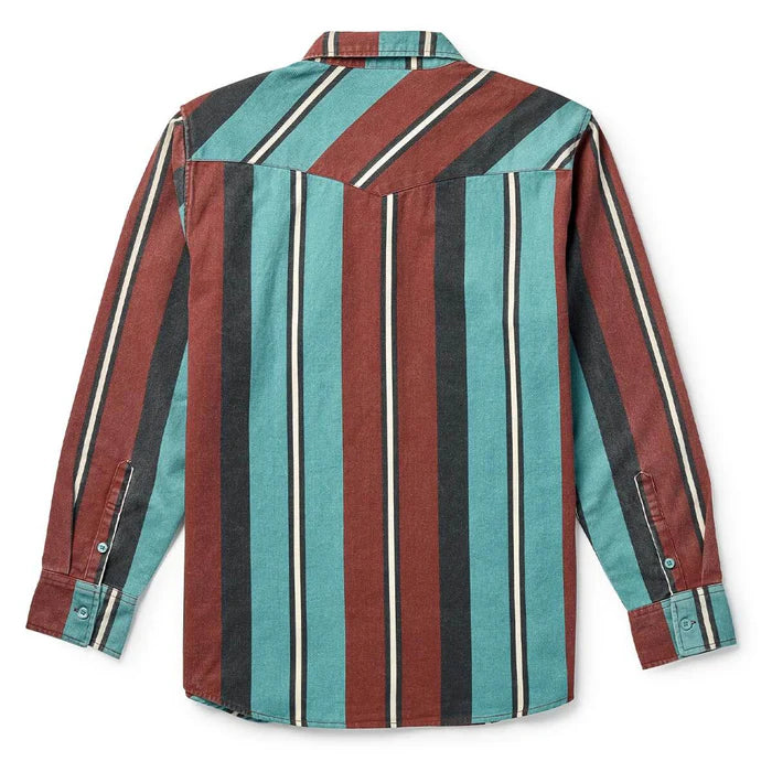 Men's Seager Amarillo Long Sleeve Shirt Turquoise Stripe MSF25AMARTURQ