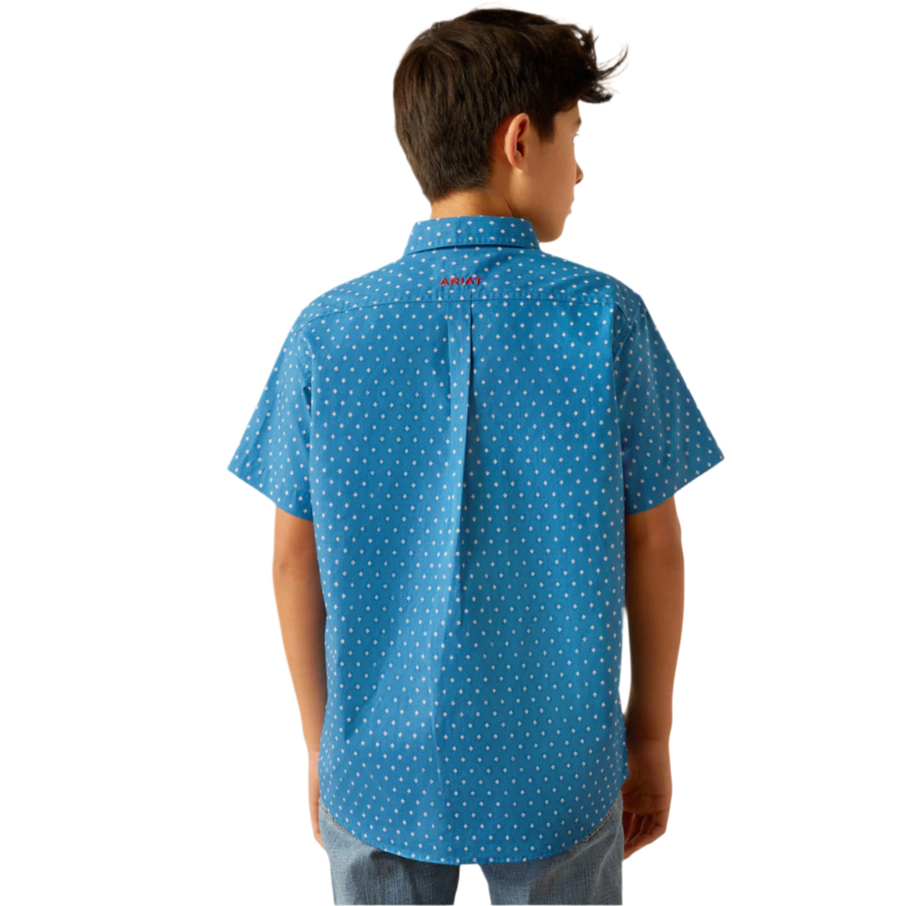 Boy's Ariat Dark Teal Scott Short Sleeve Shirt 10058704 - Crazy House Western Wear