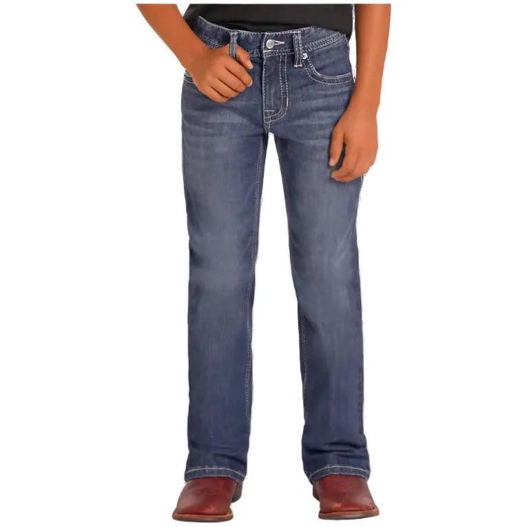 Boy's Rock and Roll Denim Regular Fit Two-Tone Stitch Bootcut Jeans BB0BD04971 - Crazy House Western Wear