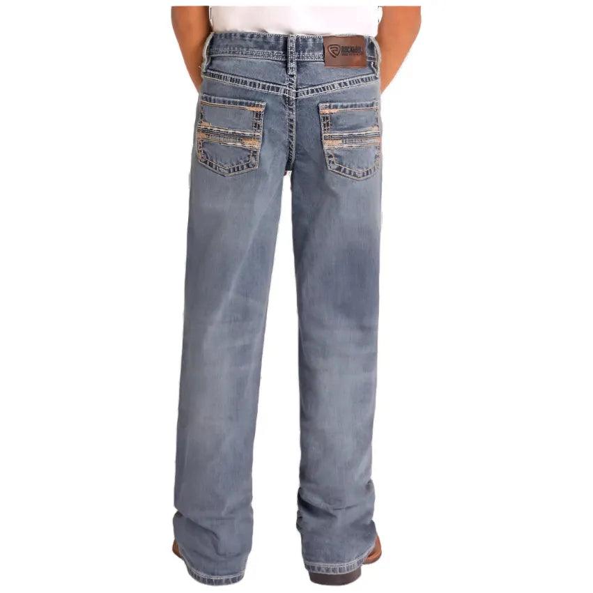 Boy's Rock and Roll Denim Regular Fit Straight Stitch Bootcut Jeans BB0BD04814 - Crazy House Western Wear