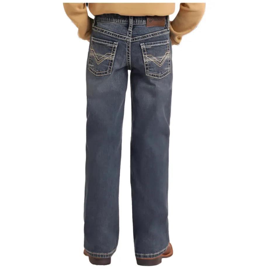 Boy's Rock and Roll Denim Regular Fit Two-Tone V Stitch Bootcut Jeans BB0BD05590 - Crazy House Western Wear