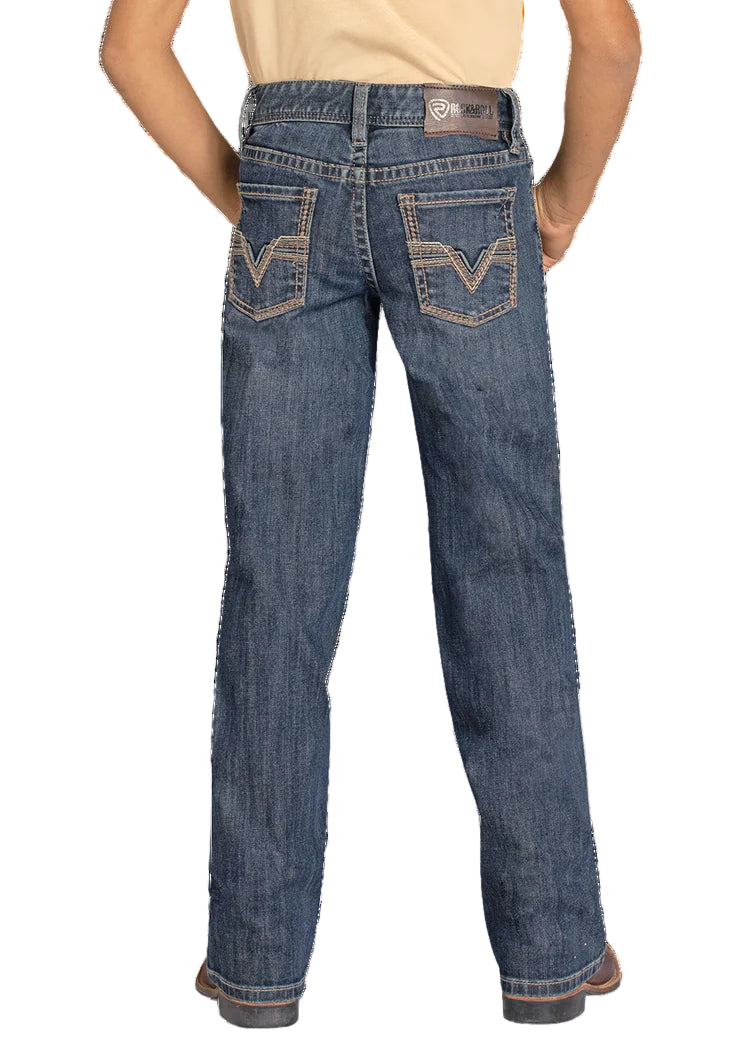 Boy's Rock and Roll Denim Regular Fit Feather Stitch V Bootcut Jeans BB0BD08003