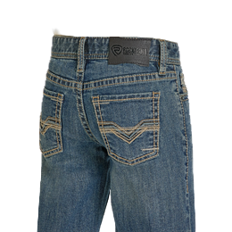 Boy's Rock and Roll Denim Ladder Stitch Embroidered Bootcut BB0BD08050