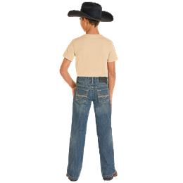 Boy's Rock and Roll Denim Ladder Stitch Embroidered Bootcut BB0BD08050