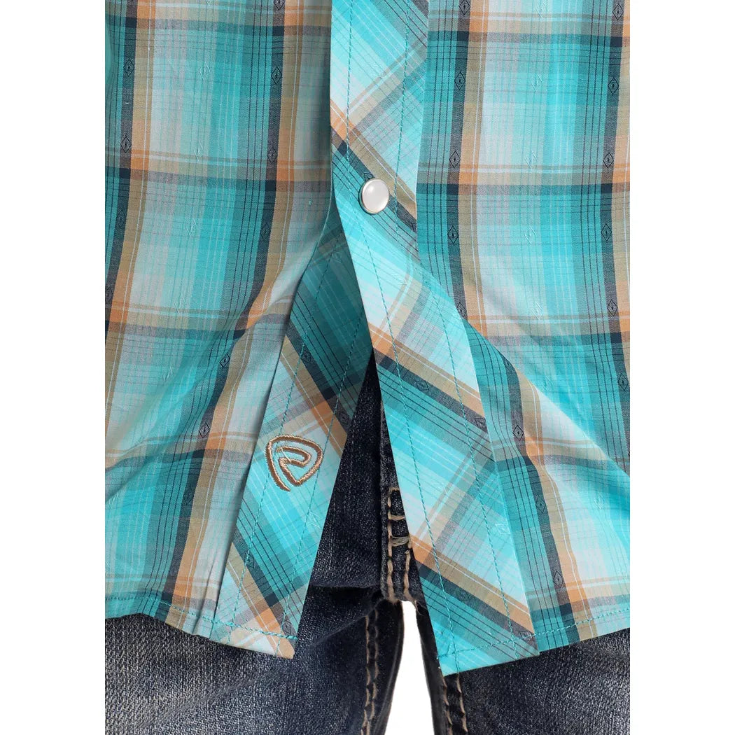 Boy's Rock and Roll Plaid Dobby Short Sleeve Shirt BBN3S05852 - Crazy House Western Wear