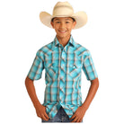 Boy's Rock and Roll Plaid Dobby Short Sleeve Shirt BBN3S05852 - Crazy House Western Wear