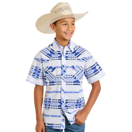 Boy's Rock & Roll Aztec Print Pearl Snap Shirt BBN3S06495 - Crazy House Western Wear