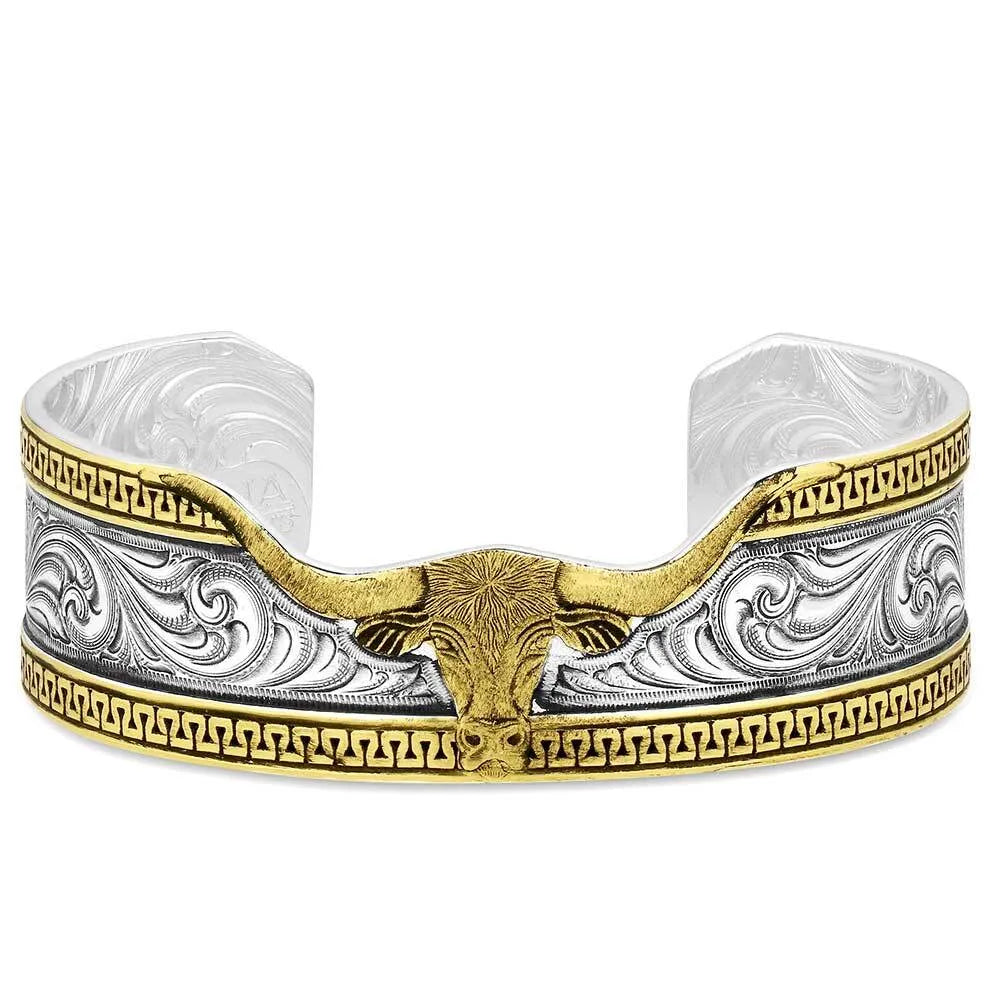 Women's Montana Silversmiths Carved Longhorn Cuff Bracelet BC5894RTG