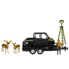 model utility vehicle on trailer with man and deer