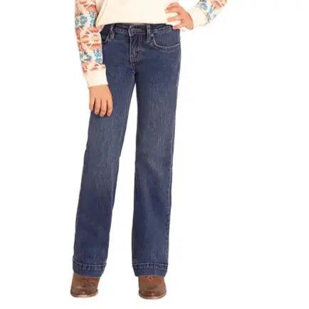 Girl's Rock & Roll Denim Diamond Belt Loop Trouser BG5MD04930 - Crazy House Western Wear
