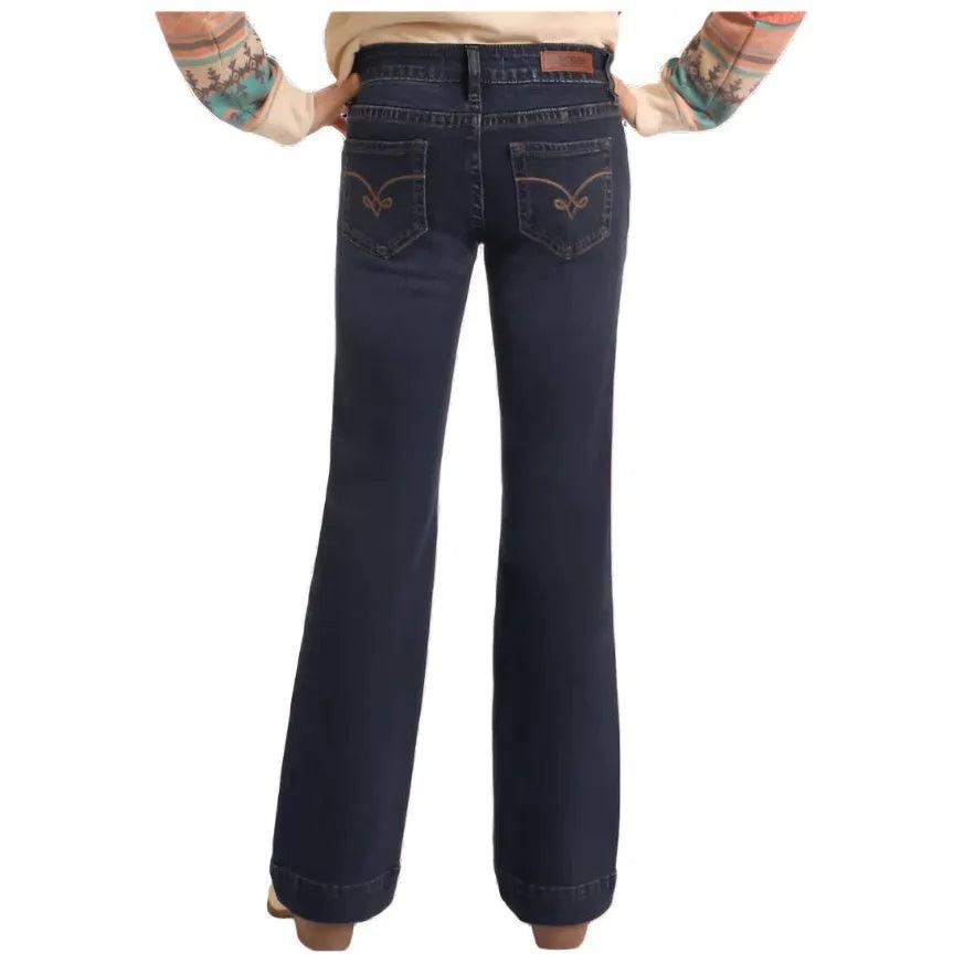 Girl's Rock and Roll Denim Extra Stretch Rope Stitch Trouser Jeans BG5MD05332 - Crazy House Western Wear