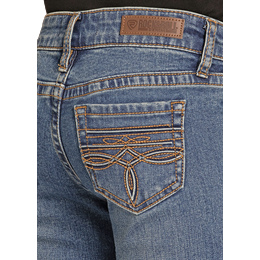 Girl's Rock and Roll Denim Raised Denim Boot Embroidered Trouser Jean BG5MD08059