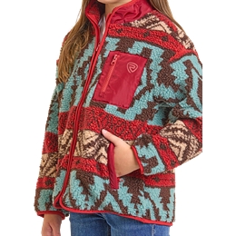 Girl's Rock and Roll Aztec Print Sherpa Jacket BG92C07008