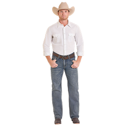 Men's Rock and Roll Denim Two Tone Double Barrel Straight Jeans BM0SD07350