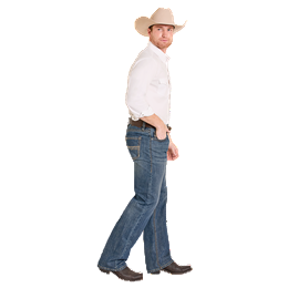 Men's Rock and Roll Denim Ladder Embroidered Double Barrel Straight BM0SD08008