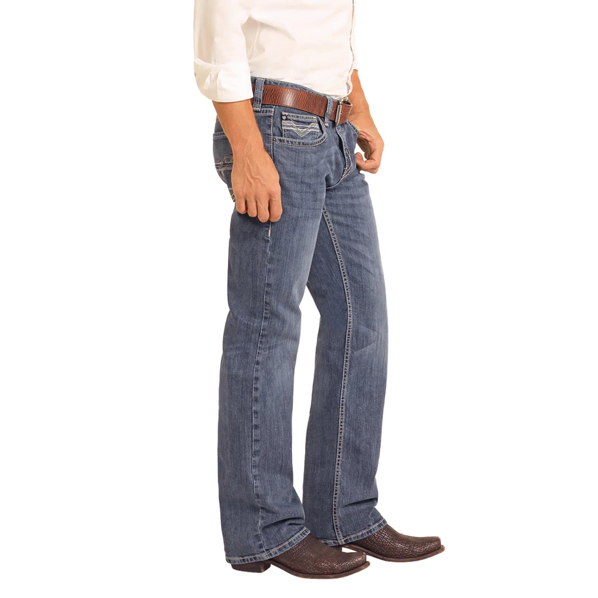 Men's Rock and Roll Denim Two Tone Rope Pistol Straight Jean BM1PD04822 - Crazy House Western Wear