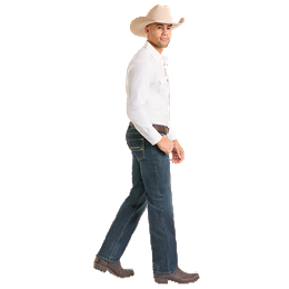 Men's Rock and Roll Denim Straight Pleather Embroidered Revolver Jeans BM1RD07367