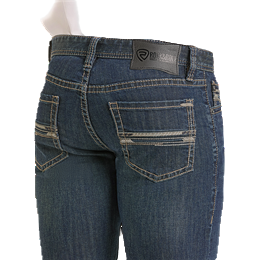 Men's Rock and Roll Denim Straight Pleather Embroidered Revolver Jeans BM1RD07367