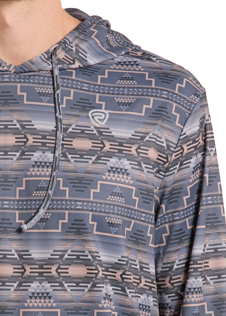Rock and Roll Men's Charcoal Aztec Performance Hoodie BM94T10210