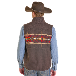 Men's Rock and Roll Denim Printed Border Berber Vest