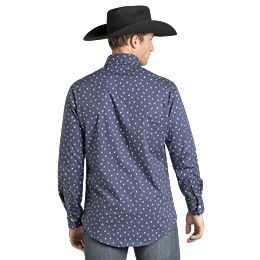 Men's Rock and Roll Geo Print Long Sleeve Snap BMN2S07137