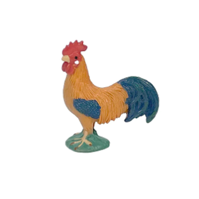 Colorful rooster figurine on a white background