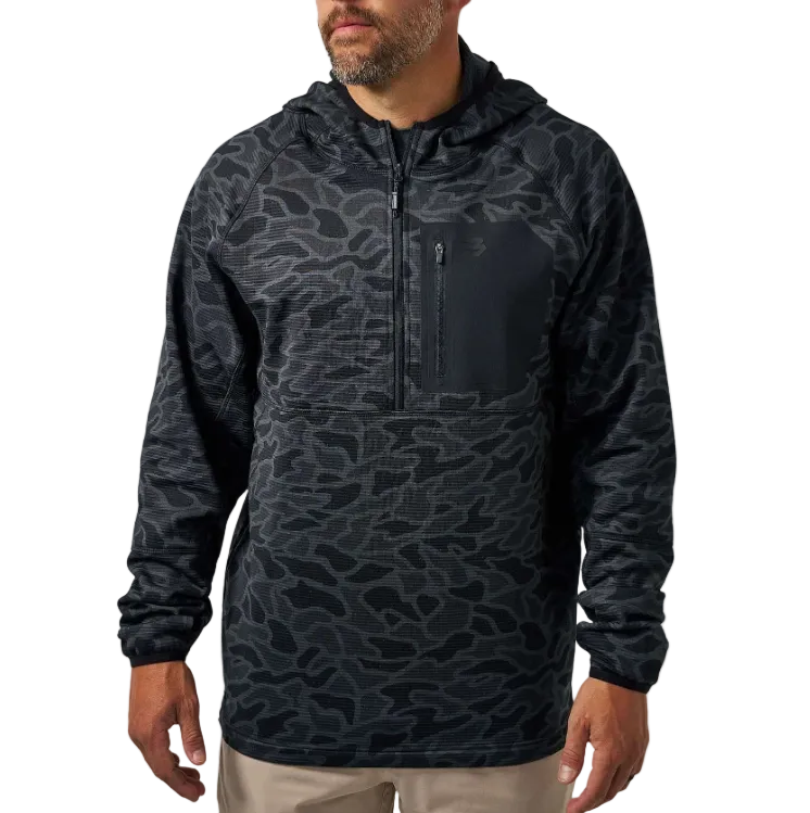 Burlebo Men's Black Camo Blaze Tech Quarter Zip BTQZ-BLKC