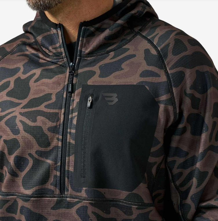 Burlebo Men's Bendita Camo Blaze Tech Quarter Zip BTQZ-BITAC
