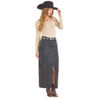 Women's Rock and Roll Denim Front Seam Maxi Skirt BW69D07883