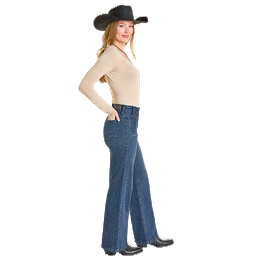 Women's Rock and Roll Denim Clasp Detail Relaxed Flare Jeans BW6HD07846