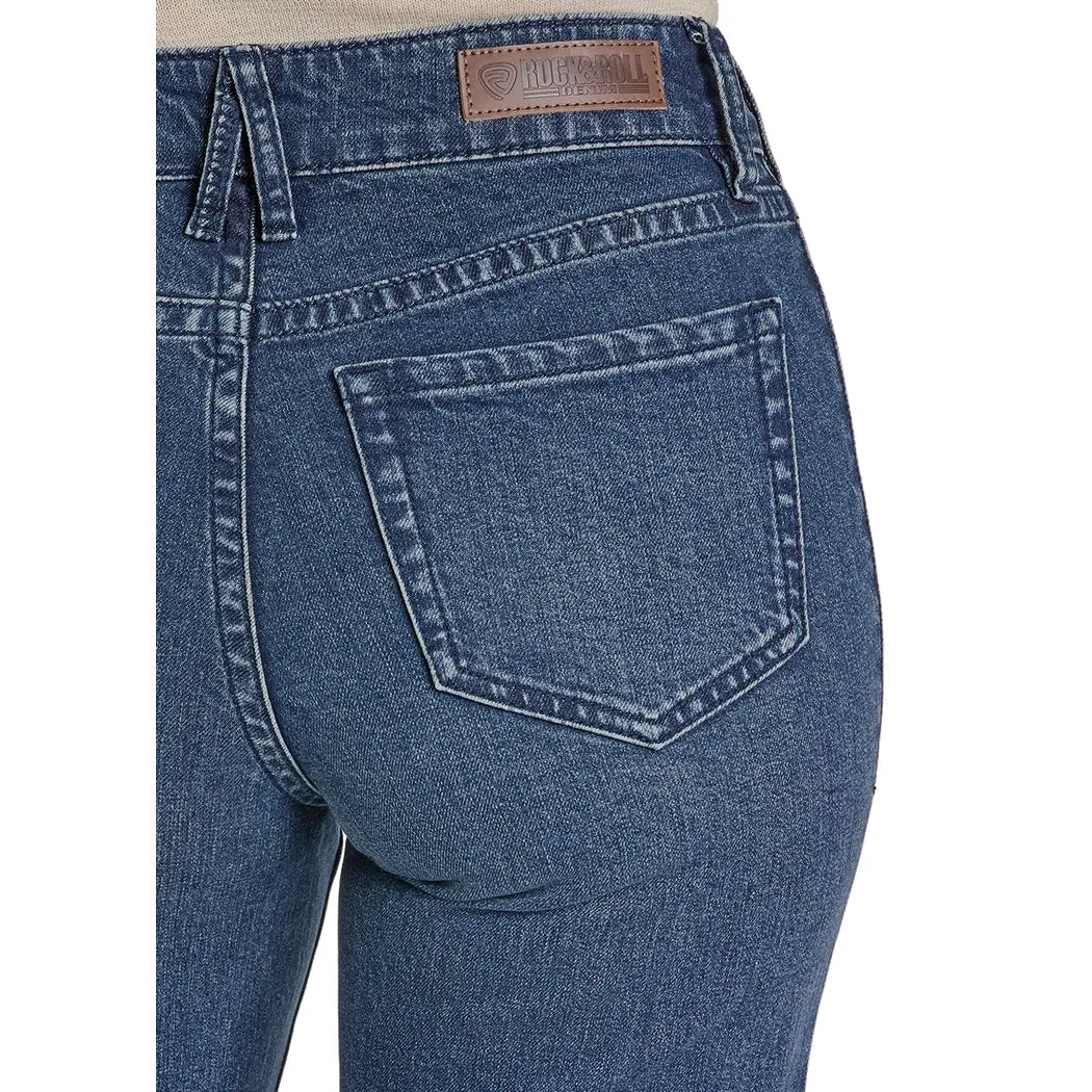 Women's Rock and Roll Denim Clasp Detail Relaxed Flare Jeans BW6HD07846