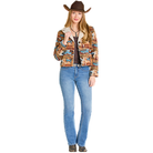 Women's Rock and Roll Denim Tapestry Sherpa Jacket BW92C07736
