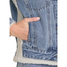 Women's Rock and Roll Denim Sherpa Denim Jacket BW92D07901