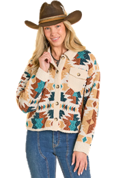 Women's Rock and Roll Sweater Cardigan with Sherpa BW95T07765