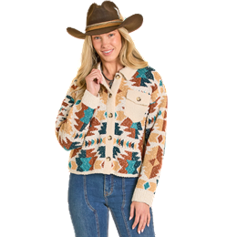 Women's Rock and Roll Sweater Cardigan with Sherpa BW95T07765