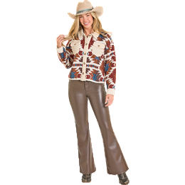 Women's Rock and Roll Sweater Cardigan with Sherpa BW95T07765