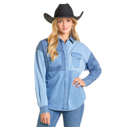 Women's Rock & Roll Denim Patch Shirt BWN2S06944