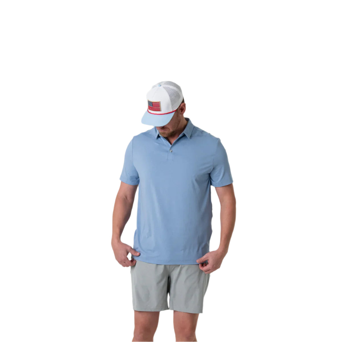 Men's Burlebo Performance Polo - Heather Sky Blue PP-SB - Crazy House Western Wear