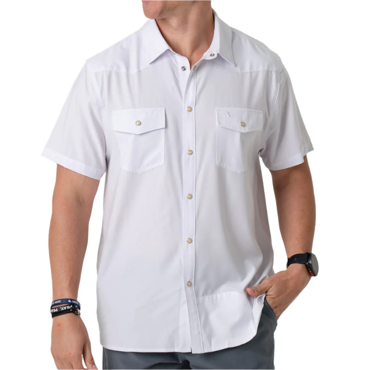 Men's Burlebo Performance Western Shirt - White PWS-WHT - Crazy House Western Wear