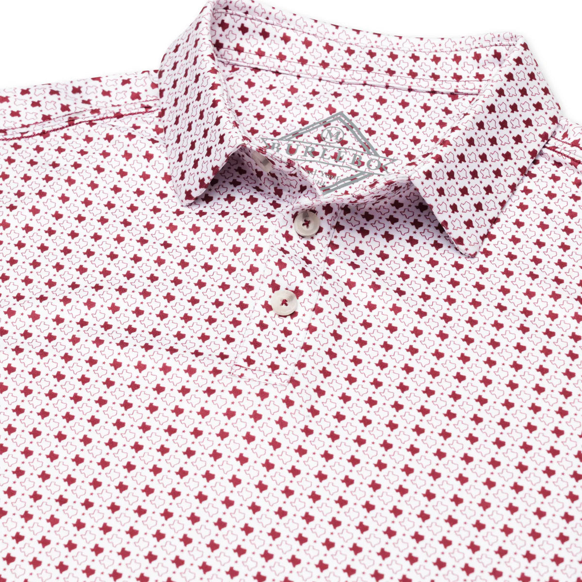 Men's Burlebo Performance Polo - Texas White & Maroon PP-TWAM - Crazy House Western Wear