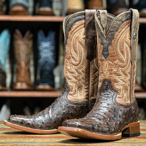 Men's 13" Tanner Mark Ostrich Print Boots TM205525 - Crazy House Western Wear