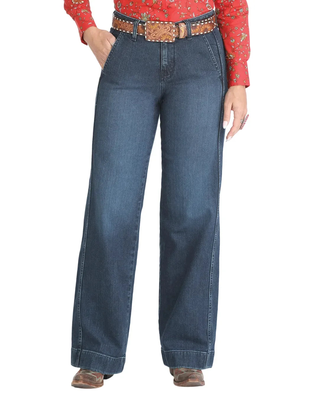 Cruel Women's Wide Leg Dark Wash Jeans CB78154001